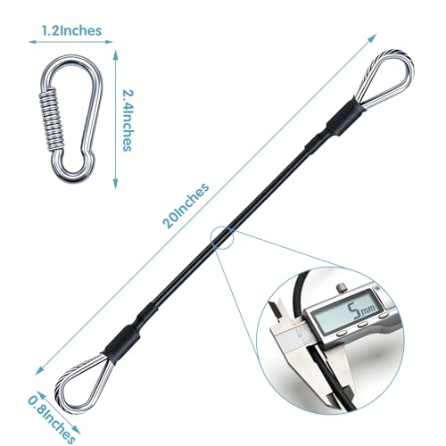 20 Inch Gym Extension Cable Set for Cable Machines - 2 Pieces