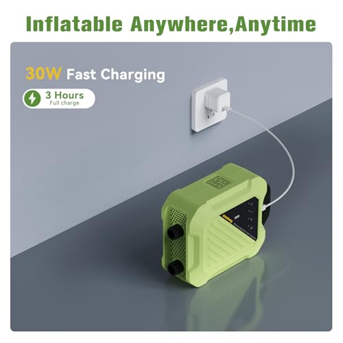 Anoutway Green Electric Paddle Board Pump High Pressure Auto-Off Rechargeable