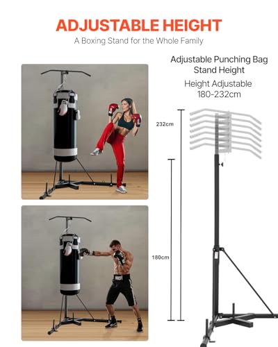 2-in-1 Punching Bag Stand with Pull-Up Bar - Adjustable Steel Workout Equipment