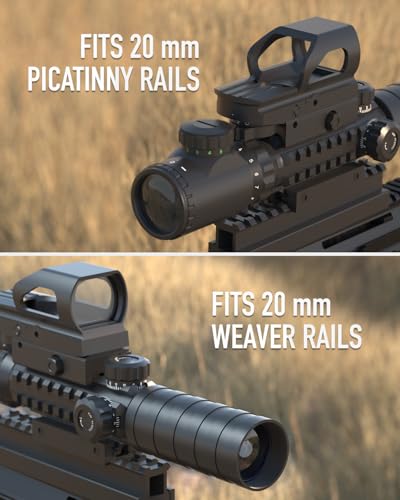 Pinty 3-9x32 4-in-1 Tactical Rifle Scope with Red-Green Dot & Laser Sight - Picatinny Mount