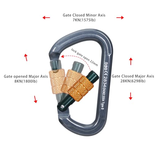 Heavy Duty Locking Carabiner Clips 28KN 6 Pack for Climbing Rescue & Outdoor Use