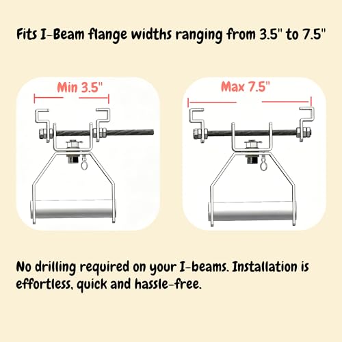 Heavy Duty Adjustable I-Beam Pull-Up Bar for Home Gym - Supports 400 lbs