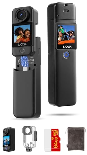 4K POV Body Camera with 64GB Card Waterproof Stabilized Handheld Vlog Camera Black