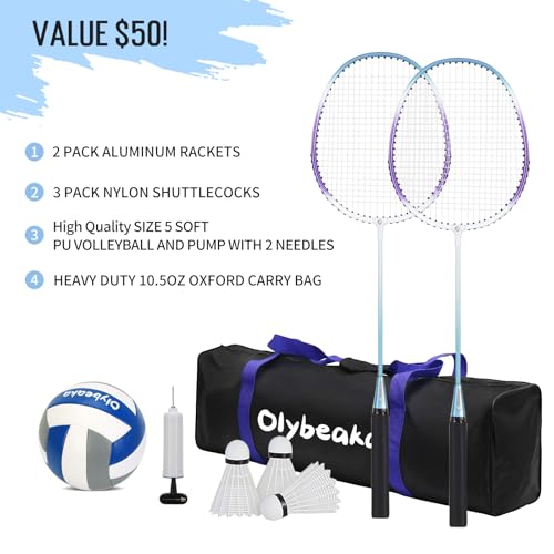Blue 20ft Outdoor Volleyball & Badminton Net Set for Backyard Beach