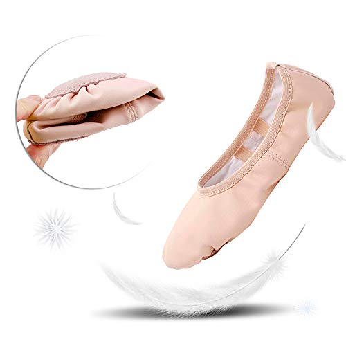 Toddler Ballet Shoes for Girls - Soft Leather Split Sole - Pink, 3 Big Kid