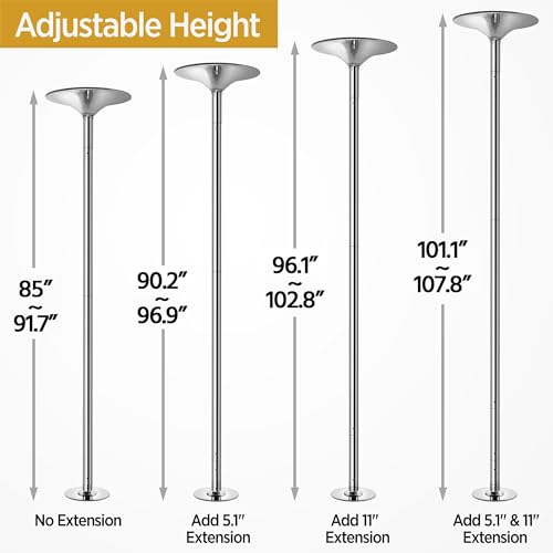 Portable 45mm Spinning & Static Pole Dance Pole for Home - Silver