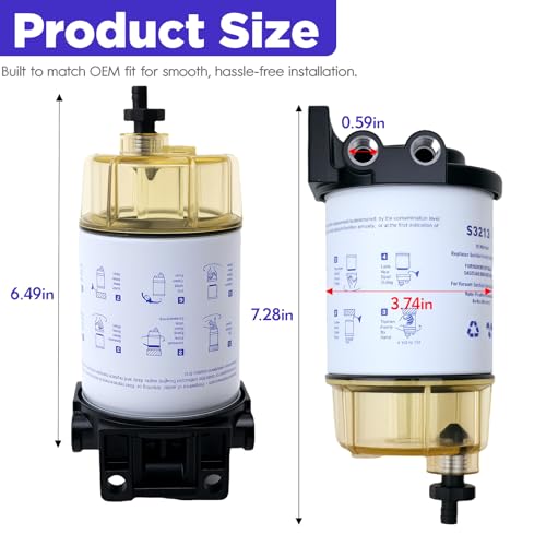 Marine Fuel Water Separator Kit for Outboard Motors - Universal Fit