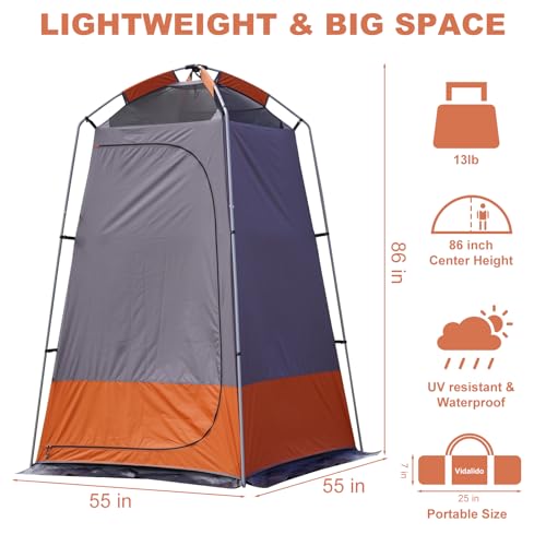 Portable Outdoor Shower Tent Privacy Changing Room Gray Orange - Camping Shelter