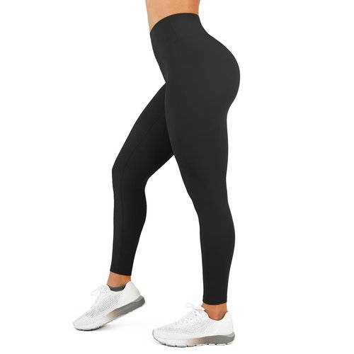 High Waisted Leggings for Women - No Front Seam Tummy Control Yoga Pants for Workout Running No See Through 28" Black