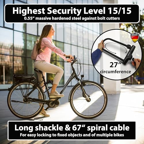 Kohlburg High Security U Lock with 4 Keys, Sold Secure Diamond Certified Bike Lock