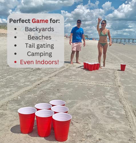 Giant Yard Pong Set - Durable Outdoor Indoor Lawn & Beach Games with Balls & Pump