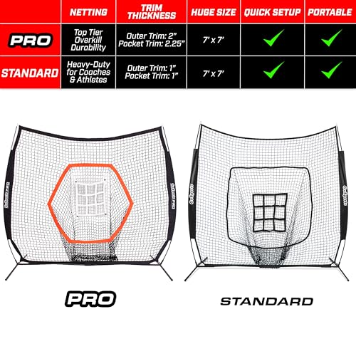 Pro 7ft x 7ft Baseball & Softball Hitting Net - Black, Drip or PRO, Practice & Pitching