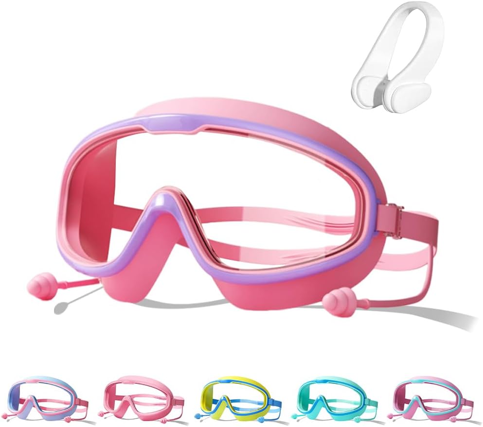 Skiennix Kids Swimming Goggles - Waterproof & Anti-Fog Design | Large Frame for Ages 2-14