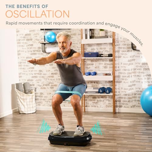 Lifepro Waver Mini Vibration Plate Exercise Machine with Resistance Bands - Black