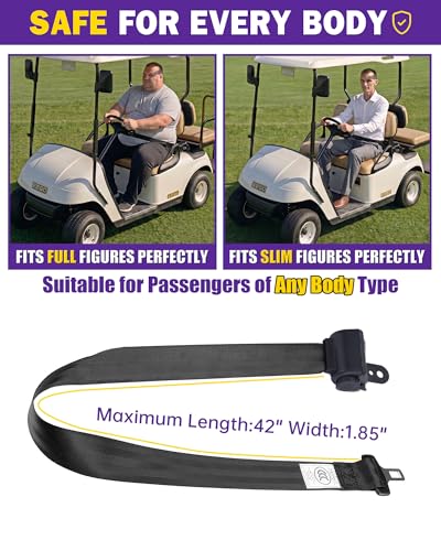 2+2 Golf Cart Seat Belt Kit with Retractable Belts & Brackets for Yamaha, EZGO, Club Car - 4 Passenger Safety Set