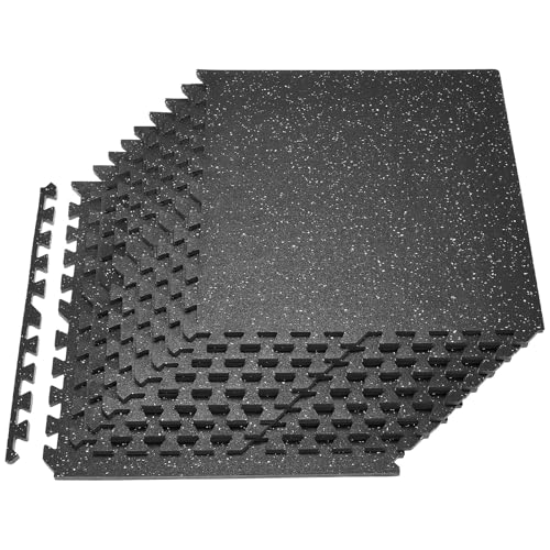 VEVOR Interlocking Rubber & EVA Foam Gym Floor Tiles 48 sq ft Black & White