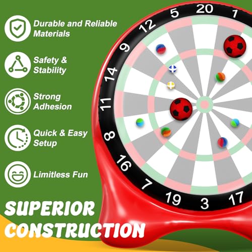 Inflatable Soccer Dart Board for Kids & Adults - Red 6ft Outdoor Lawn Game