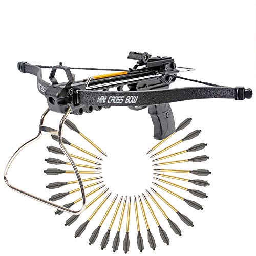 KingsArchery 80lb Self-Cocking Crossbow with Adjustable Sights & 27 Aluminum Bolts