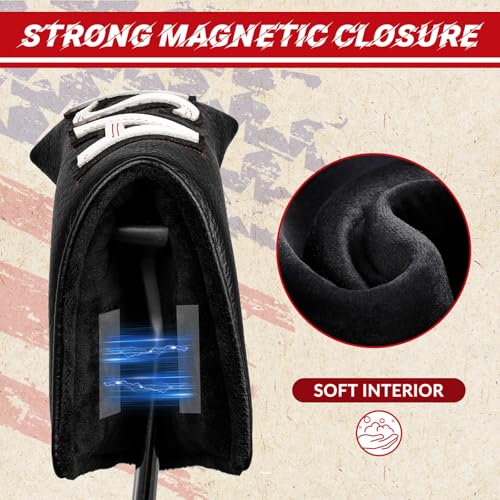 Patriotic Golf Head Cover Black Blade Putter USA Flag Interchangeable Tag