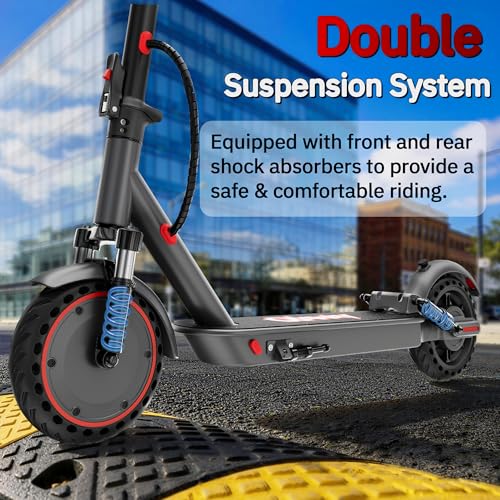 Gray Electric Scooter for Adults 19MPH 15 Miles Range Foldable & Dual Shock Absorbers