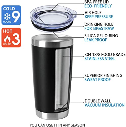 20oz Stainless Steel Insulated Tumblers with Lid - Black, 12 Pack - Double Wall Vacuum Coffee Cups for Hot & Cold Drinks - Variation: Black-A / 12 Count