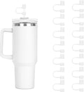 Stanley 14-Piece Silicone Straw Cover Caps - Simple 10mm Toppers for 40oz & 30oz Tumblers | White