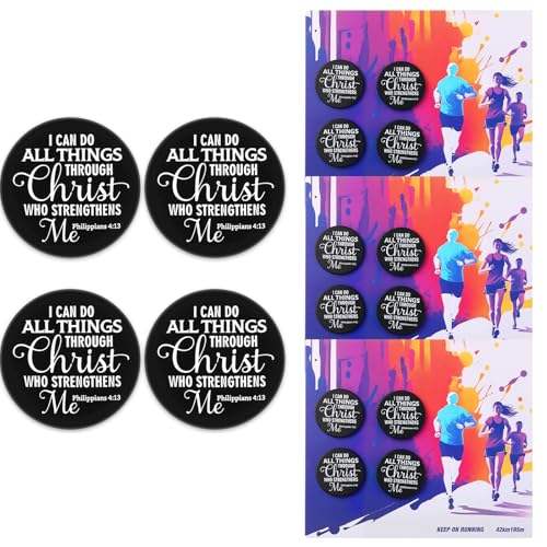 Race Bib Clips - Biblical Verse Design, Black - 12 Pack for Runners