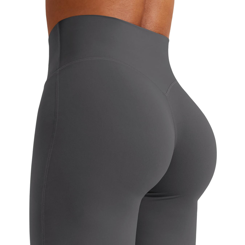 YEOREO Workout Leggings Womens No Front Seam Straight Leggings 29" High Waist Buttery Eddiy Gym Yoga Pants Dark Gray S