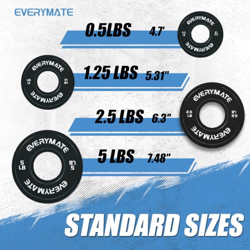 EVERYMATE 18.5 LB Black Fractional Olympic Weight Plates Set 0.5, 1.25, 2.5, 5 lbs