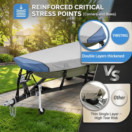 16ft Jon Boat Cover with Motor Cover - Waterproof Gray Marine-Grade Material