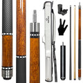 HomeSeason 3-in-1 19oz Carbon Fiber & Maple Wood Pool Cue Stick - Brown, 58" Professional Billiard Cue with Screw-In Extension & Leather Case