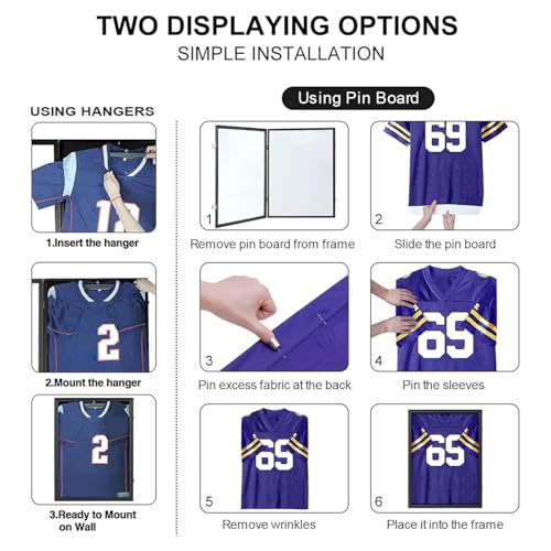 Grintus 2 Pack Jersey Display Cases Black Shadow Box for Autographed Sports Jerseys