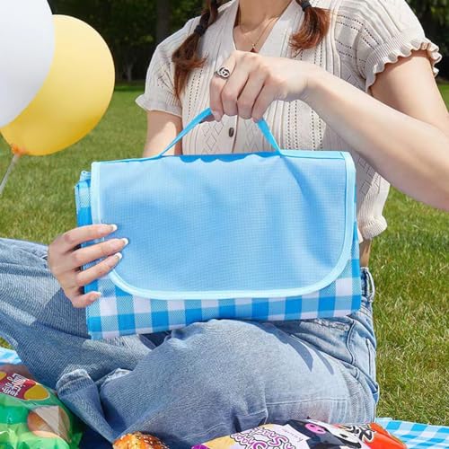 Extra Large Waterproof Picnic Blanket 80x80 Inch for Beach Camping Hiking Blue