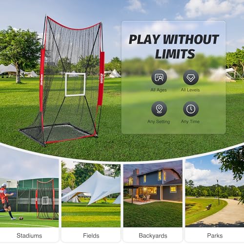 7x4 ft Football Kicking Net with Target Zone - Portable Sports Training Aid