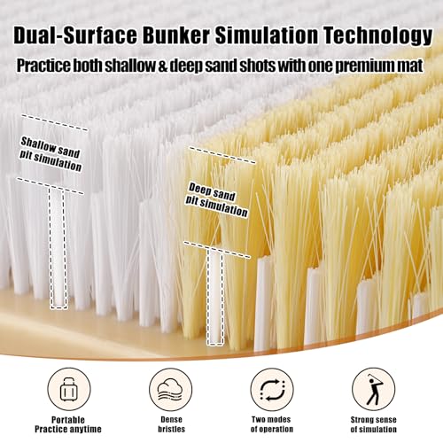 PWGF Golf Bunker Practice Mat - Dual Sand Trap Trainer for Indoor & Outdoor Use