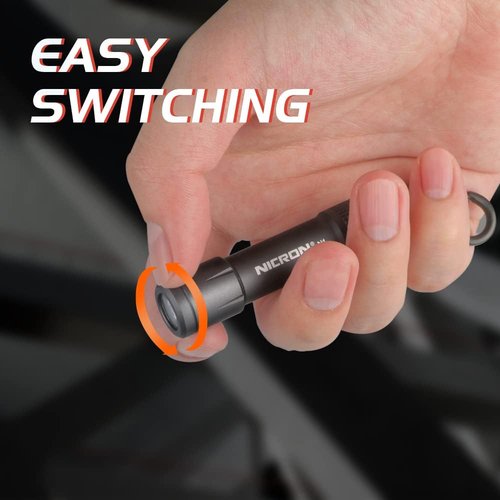 NICRON EDC Keychain Flashlight N1 - Mini LED Light, IPX7 Waterproof, Portable for Outdoor Use | Grey