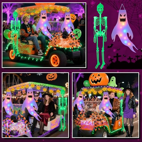 Halloween Glow in Dark Golf Cart Decoration Kit - 12 Pieces for Festive Outdoor Decor