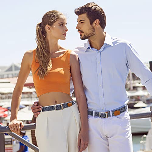 Multicolored Braided Stretch Belt for Men and Women - Elastic Woven Golf Jean Belt - Waist 37-41in Style2