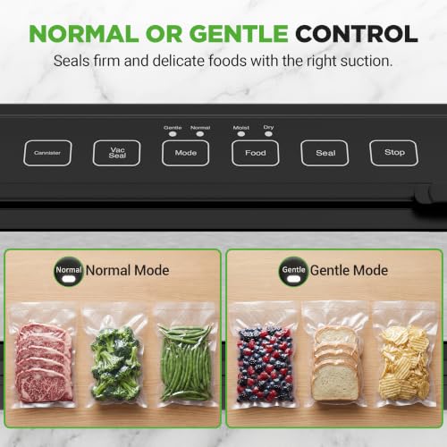 NutriChef Food Vacuum Sealer Machine with Roll Cutter - Stainless Steel/Black, 14.1x6.0x3.0 Inches