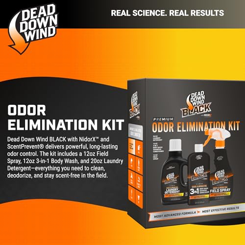 Dead Down Wind 3-Piece Hunting Scent Eliminator Kit - Field Spray, Body Wash & Laundry Detergent