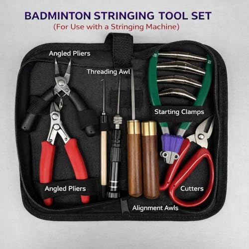 Tennis & Badminton Racket Stringing Tool Set with Storage Bag