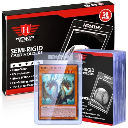 50ct Semi Rigid Card Holders for Trading Cards - Perfect for Grading & Storage
