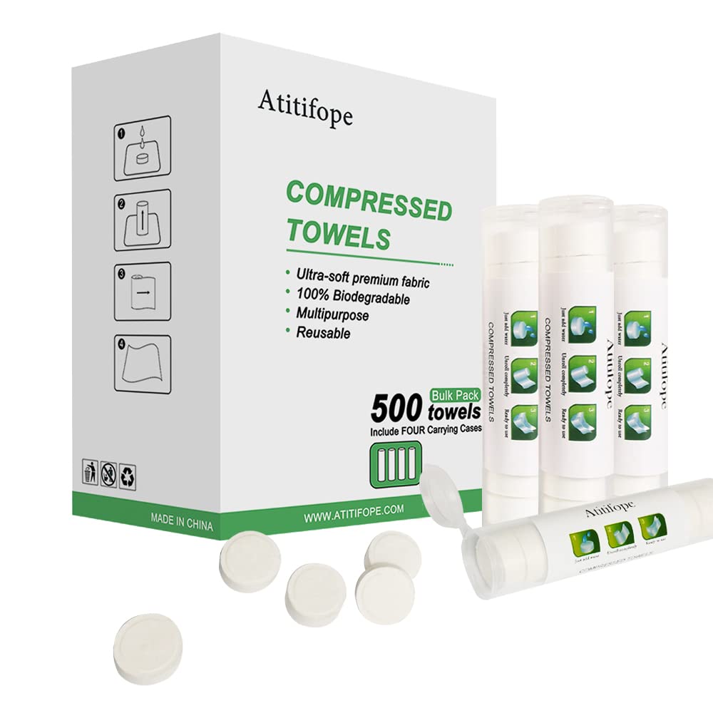 Skiennix Compressed Towels - Reusable Travel & Camping Clean Towels | Bulk Pack of 500 Count