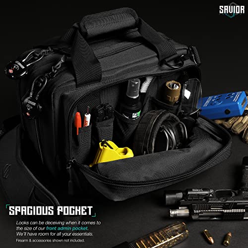 Savior Equipment Obsidian Black Tactical Double Handgun & Mag Case 13" x 9" x 8.75"