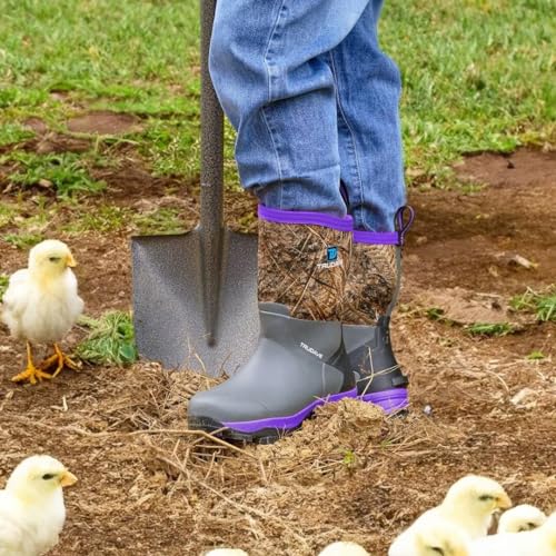 Trudave Women's Purple Rubber Rain Boots Waterproof Mid-Calf with Insulation Size 6-11