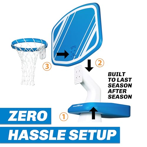Blue Pool Basketball Hoop with Large Backboard & Balls - Splash Hoop PRO