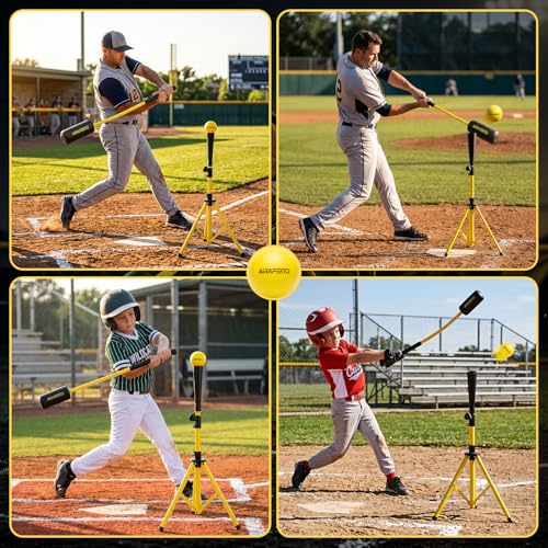 Baseball & Softball Swing Trainer Kit with 8 Practice Balls for All Levels