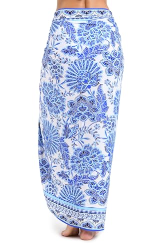 Women's Blue Pareo Wrap Beach Cover Up - One Size, Vibrant Swimwear Accessory