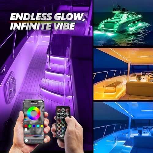 OPT7 Aura Marine LED Boat Lights RGB 48" with App & Remote Control