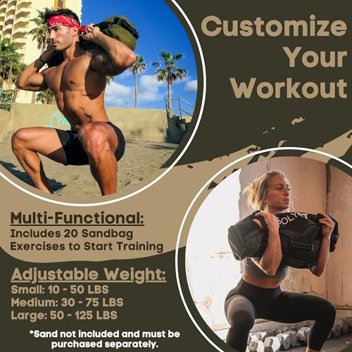 Polyfit Workout Sandbag with 8 Handles - Green Large (50-125lbs) Fitness Equipment